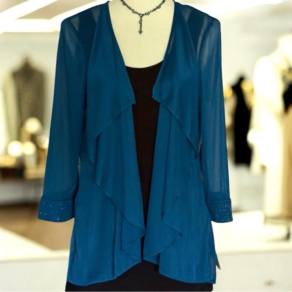 NWT R&M Richards Sheer Sparkle Trim Jacket
